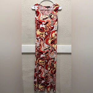 TIANA B. Red Multi Color Maxi Dress NWT XS